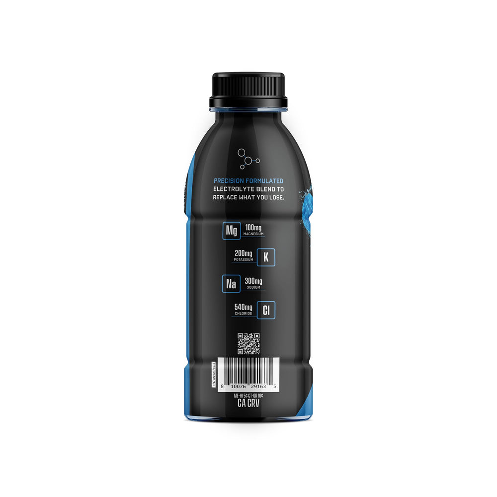 Glass with ice of Jocko Fuel Hydrate blue raspberry for a refreshing thirst quencher.