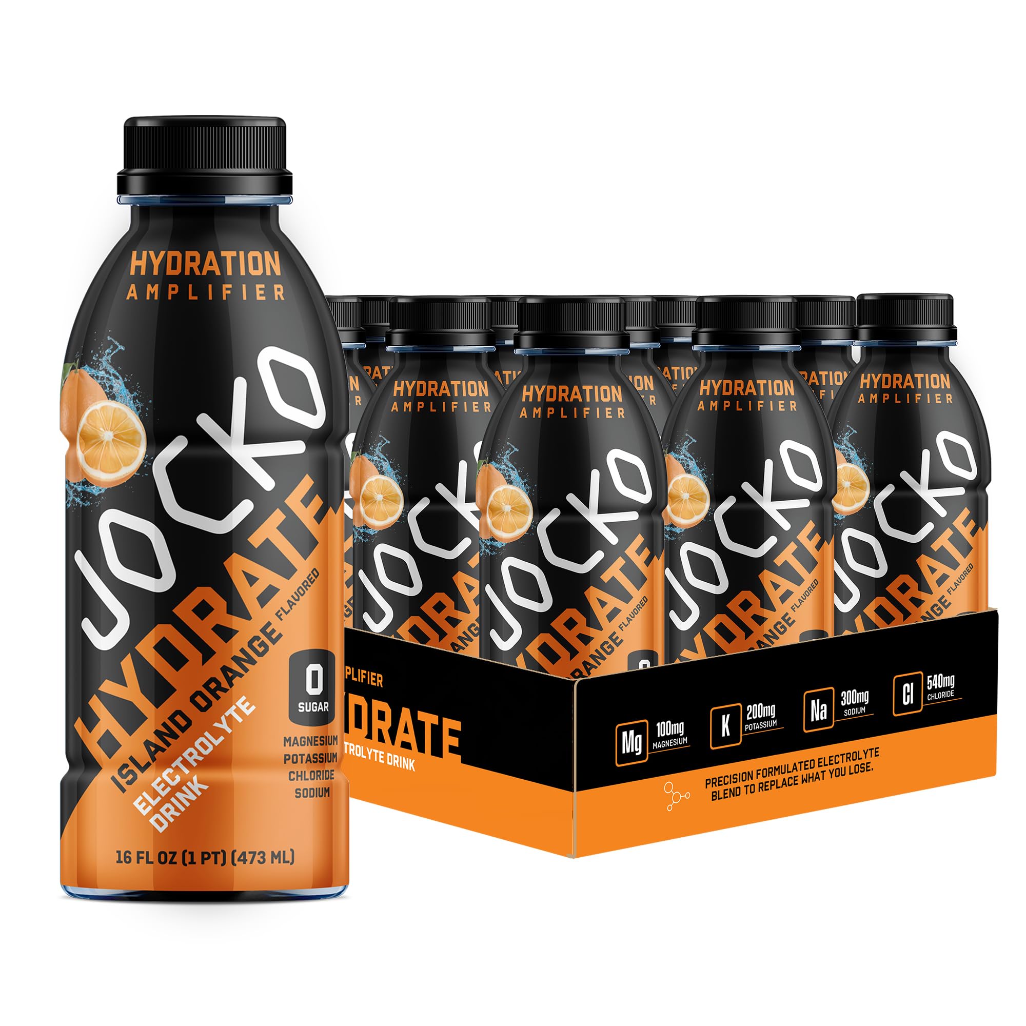 Jocko Fuel Hydrate Island Orange bottle ready for fast hydration during workouts.