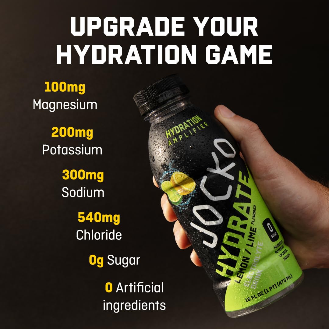 Close-up of Jocko Fuel Hydrate lemon-lime ingredients panel showing clean blend.