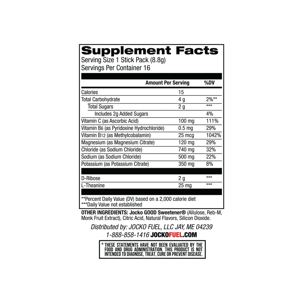 Jocko Fuel Hydrate packets poured into water for a refreshing drink.