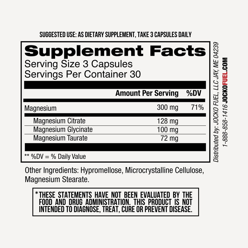 Side view of Jocko Fuel Magnesium Complex bottle for product details.