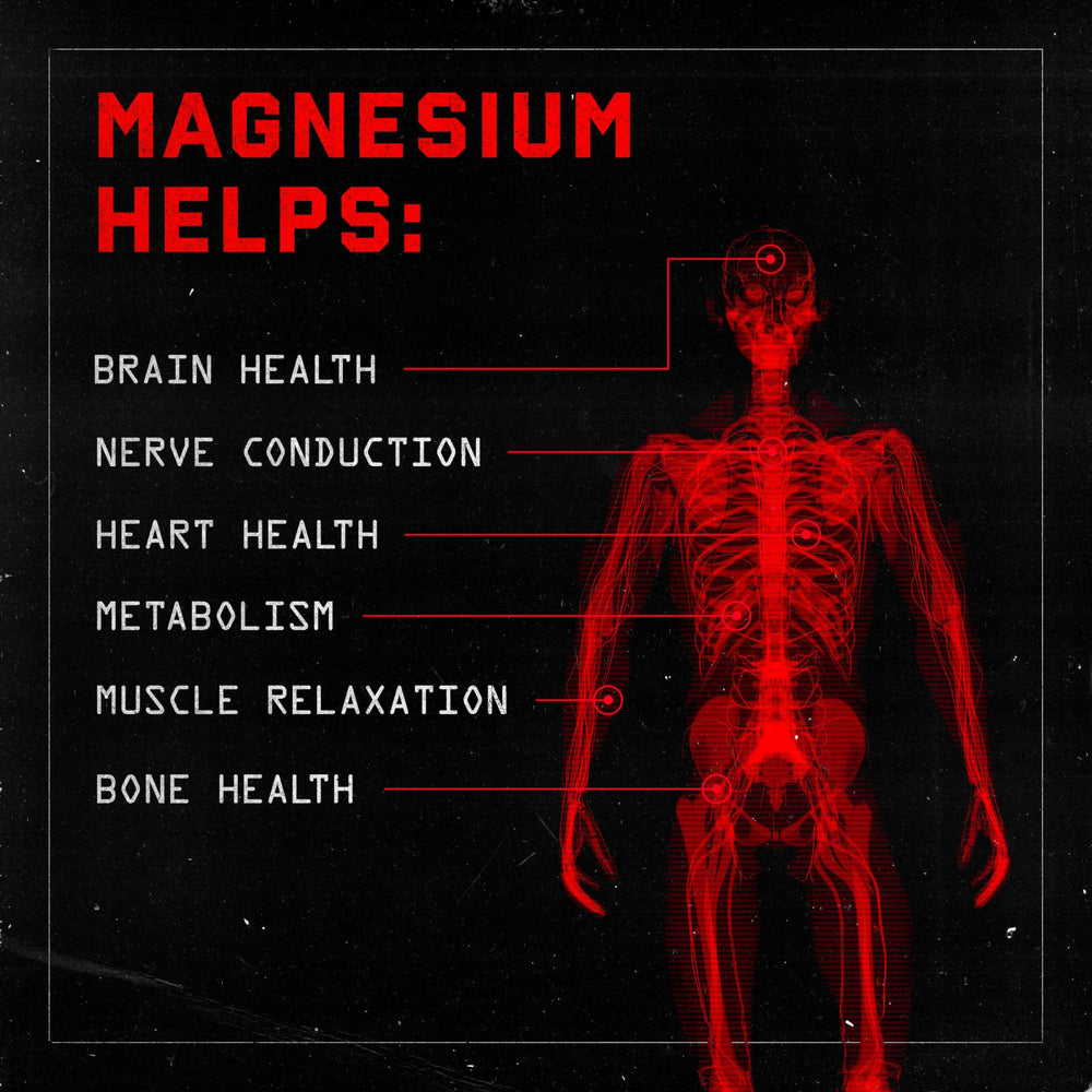 Capsules next to a glass of water demonstrating dosage with Jocko Fuel Magnesium Complex.