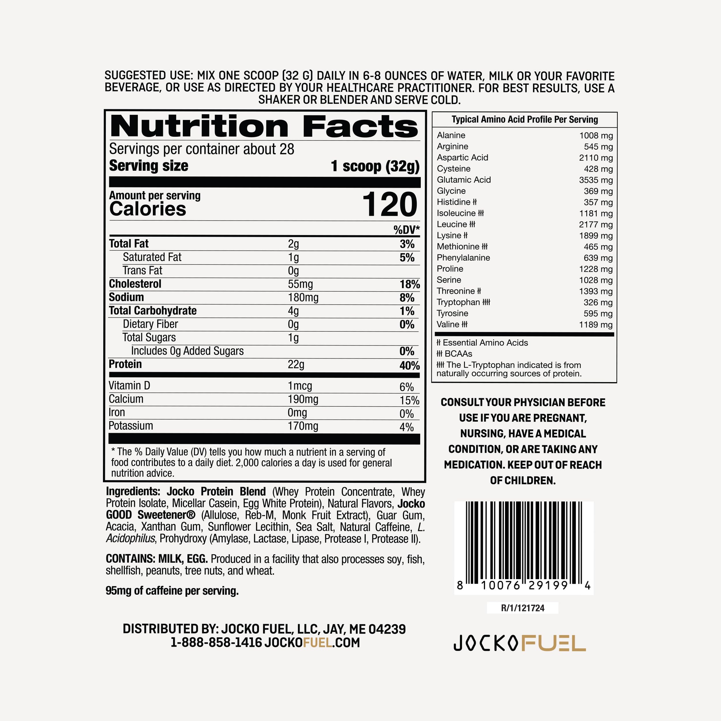 Jocko Fuel Mölk label close-up highlights time-release protein composition.