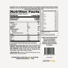 Close up of Jocko Fuel Mölk container highlighting low sugar monk fruit blend