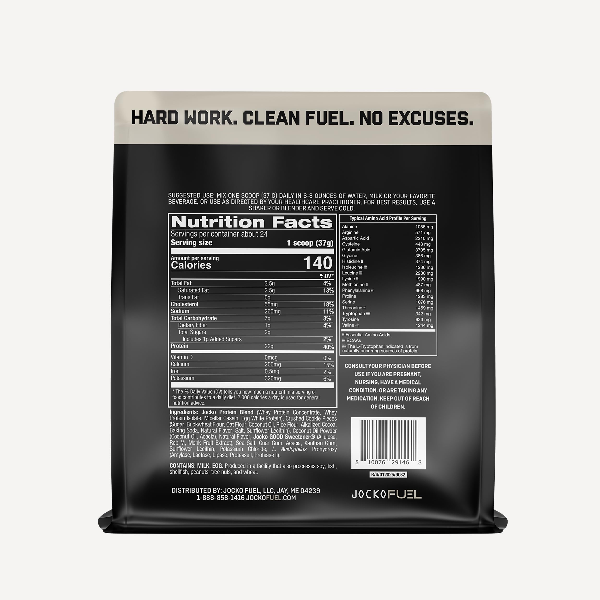 Jocko Fuel Molk powder pouring into a shaker for a shake