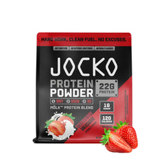 Jocko Fuel Mölk whey protein bottle ready for post-workout shakes.