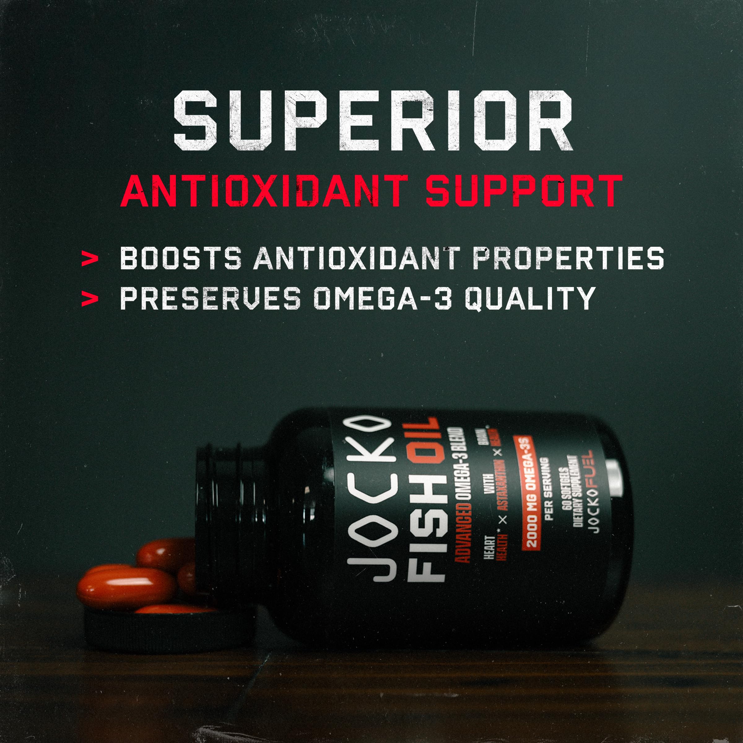 Jocko Fuel Omega-3 from wild-caught fish with clear nutrition label.