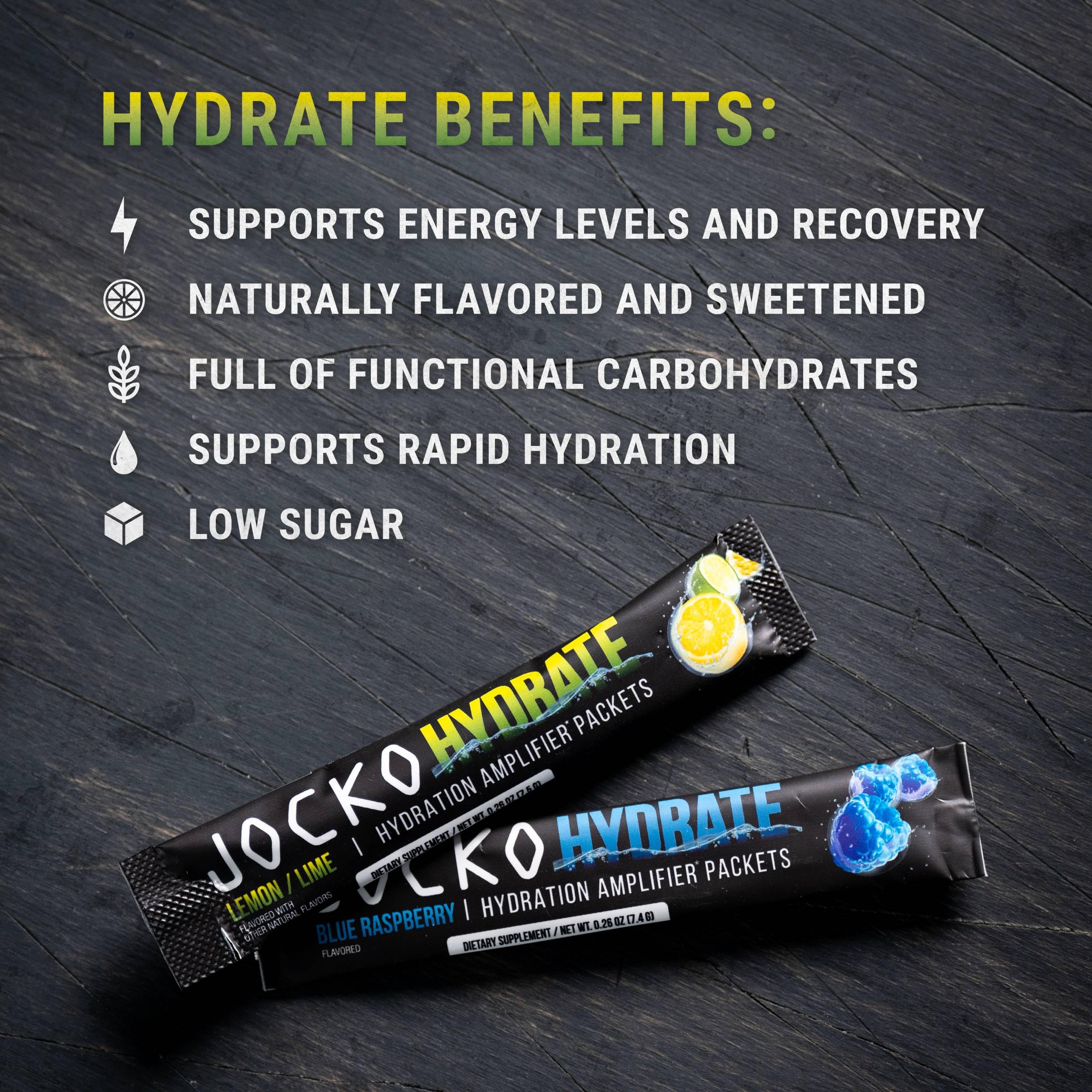 Close-up of Jocko Fuel Lemon Lime label pouring into water