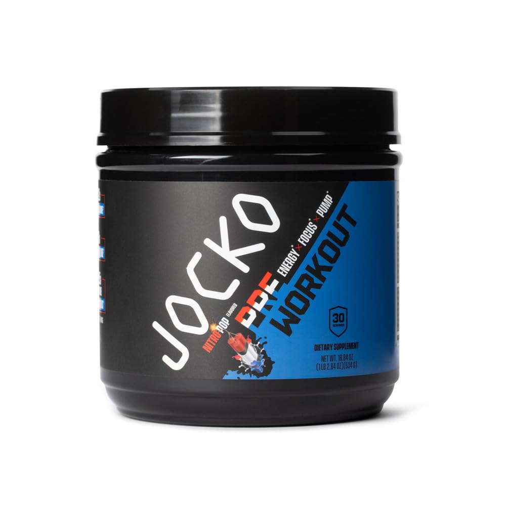 Jocko Fuel Pre Workout bottle front view shows bold branding for athletes