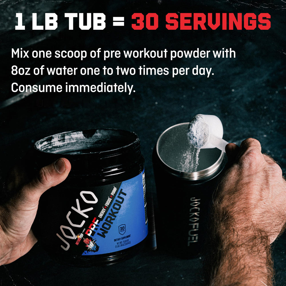 Jocko Fuel Pre Workout ingredient panel highlights L-Citrulline and beta-alanine