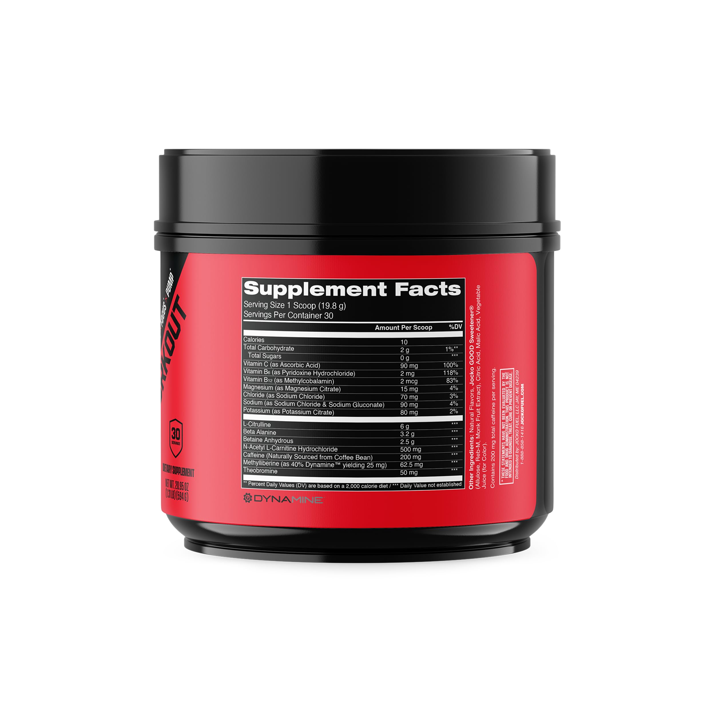Jocko Fuel pre-workout tub label on display suggesting focus and endurance