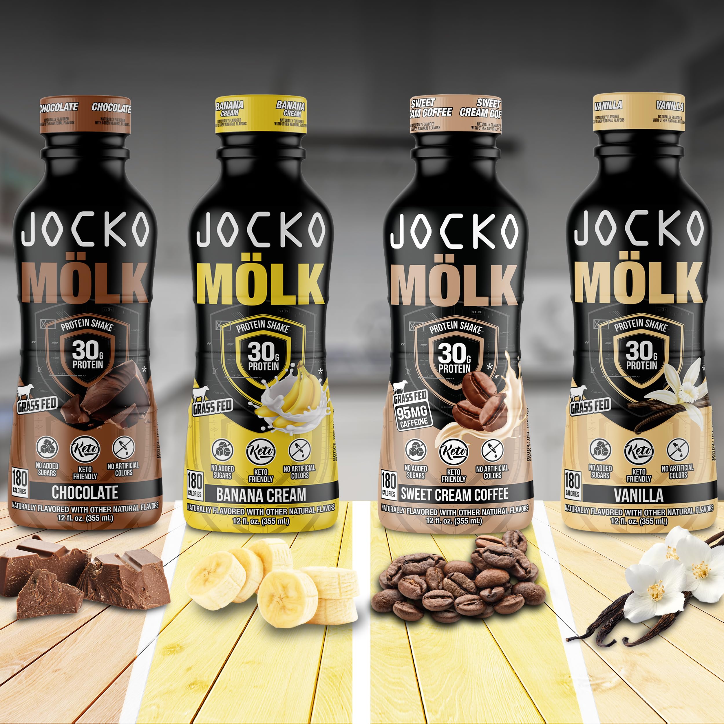 Jocko Mölk chocolate on a kitchen counter for a morning routine.