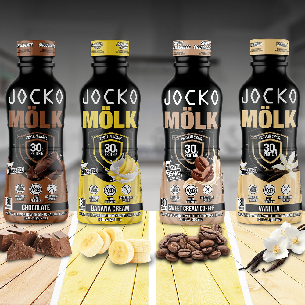 Jocko Mölk chocolate on a kitchen counter for a morning routine.
