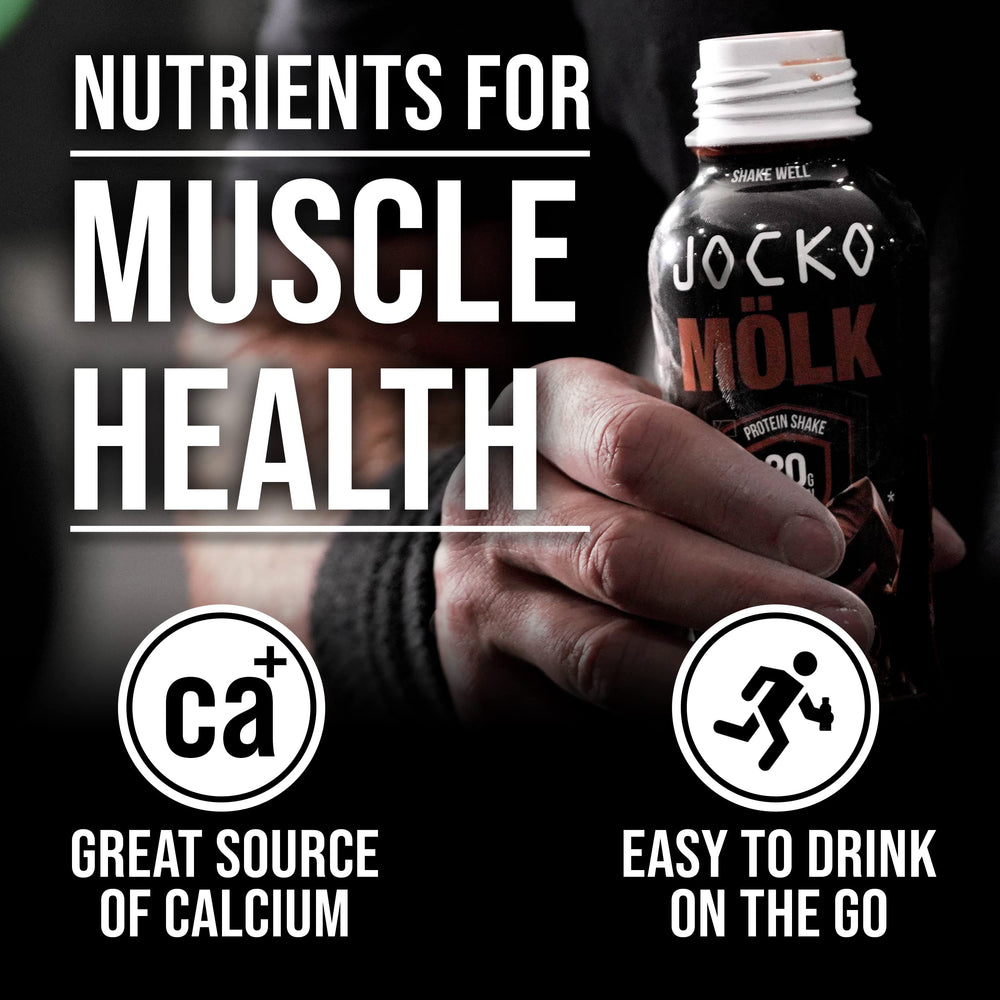 Front of pack of Jocko Mölk 12-pack emphasizes convenient servings.