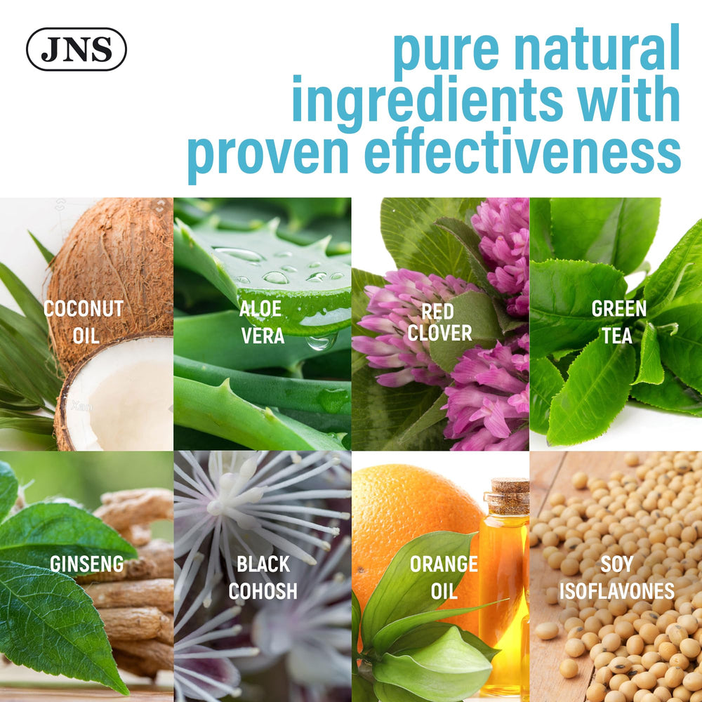 Joellyne Naturals blend of ginseng, red clover, and green tea for balanced skin