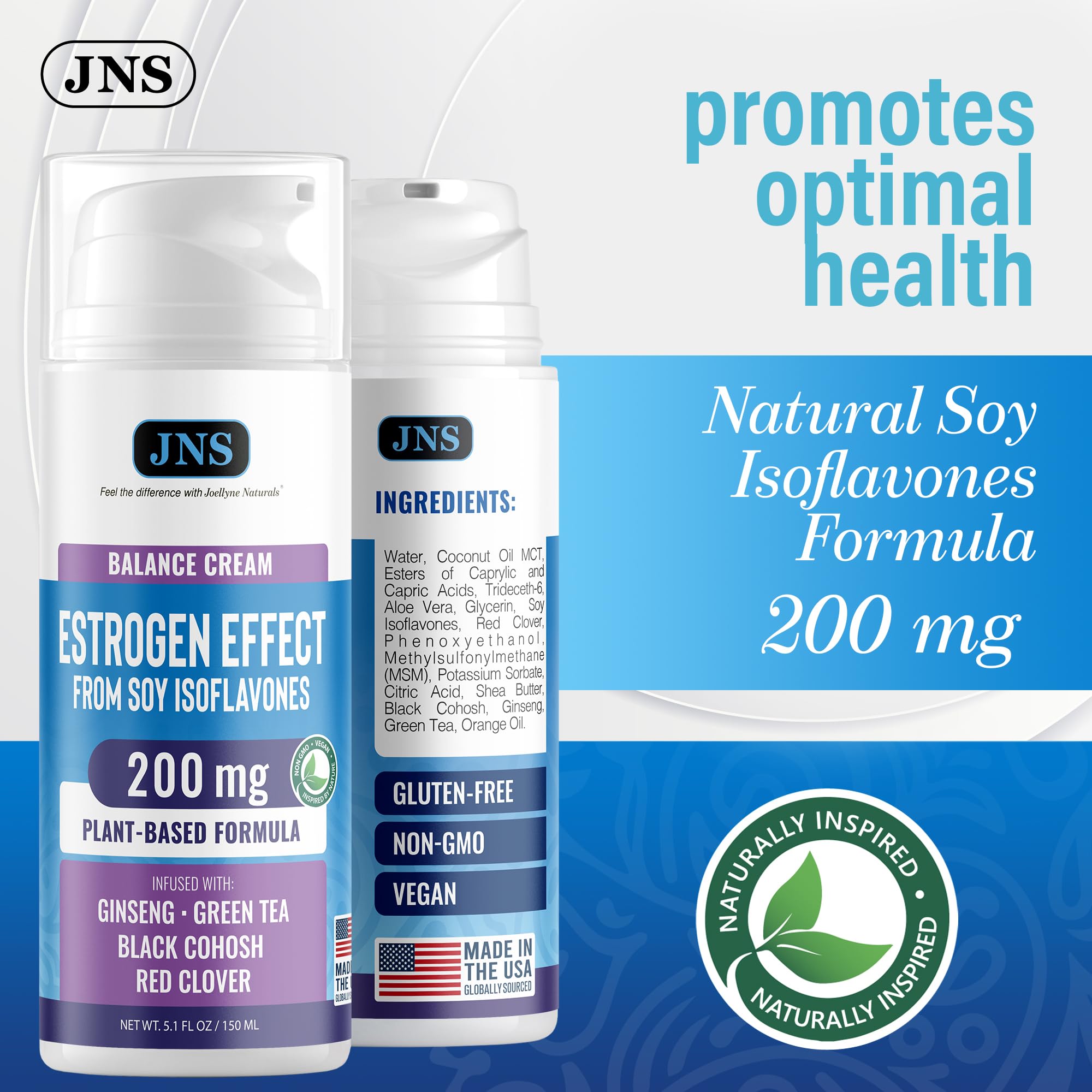 Joellyne Naturals soy isoflavones formula panel highlighting botanicals