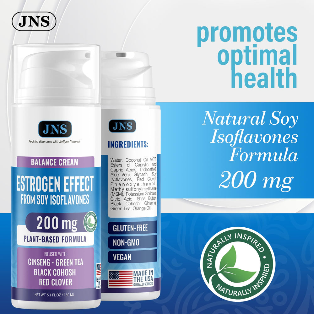 Joellyne Naturals soy isoflavones formula panel highlighting botanicals