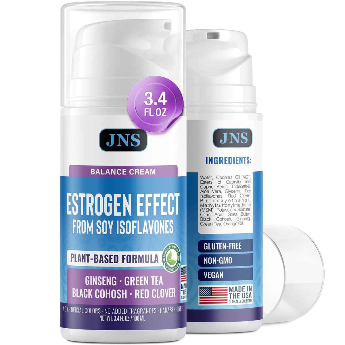Joellyne Naturals phytoestrogen cream bottle for easy daily use