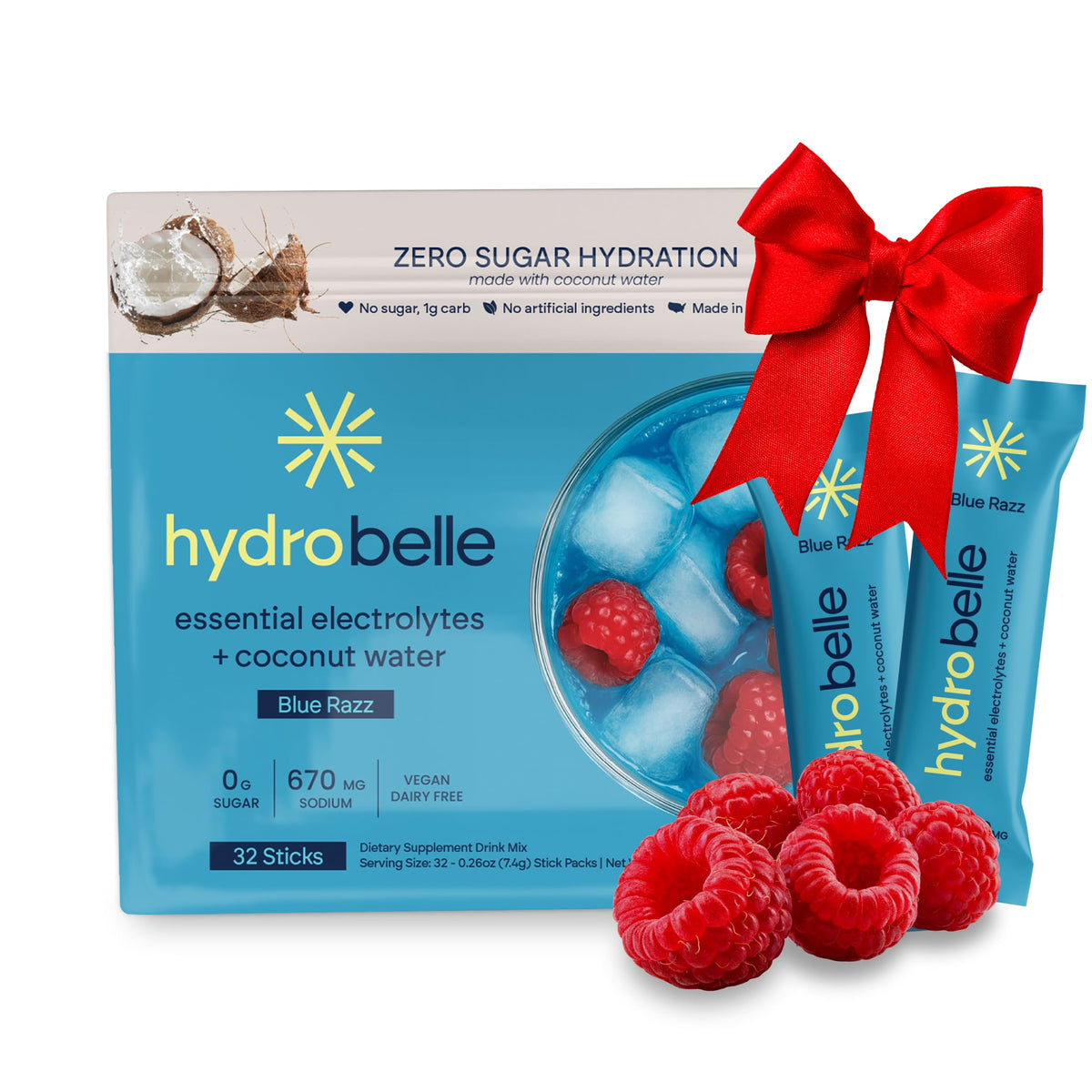 JoinBelle HydroBelle blue razz powder for refreshing hydration on the go.