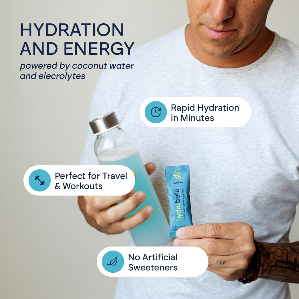 HydroBelle blue razz mix in a gym bottle after a workout.