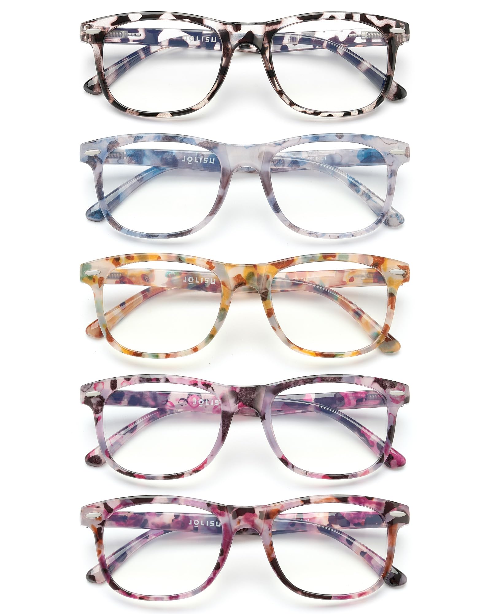 JOLISU 5-pack blue light blocking reading glasses for women offering screen-time comfort