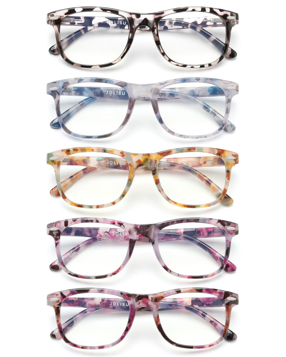 JOLISU 5-pack blue light blocking reading glasses for women offering screen-time comfort