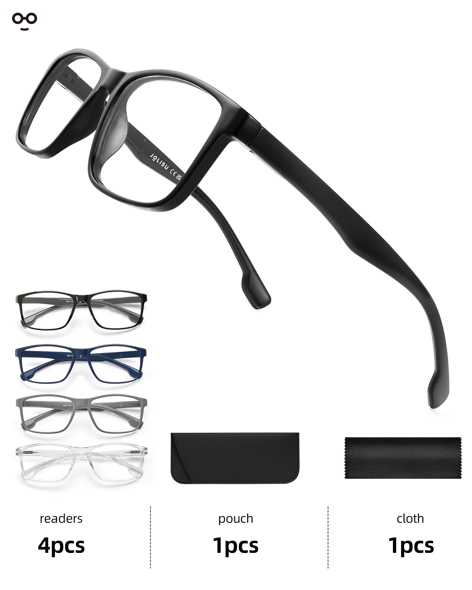 JOLISU durable frames with spring hinges provide secure, comfortable fit.