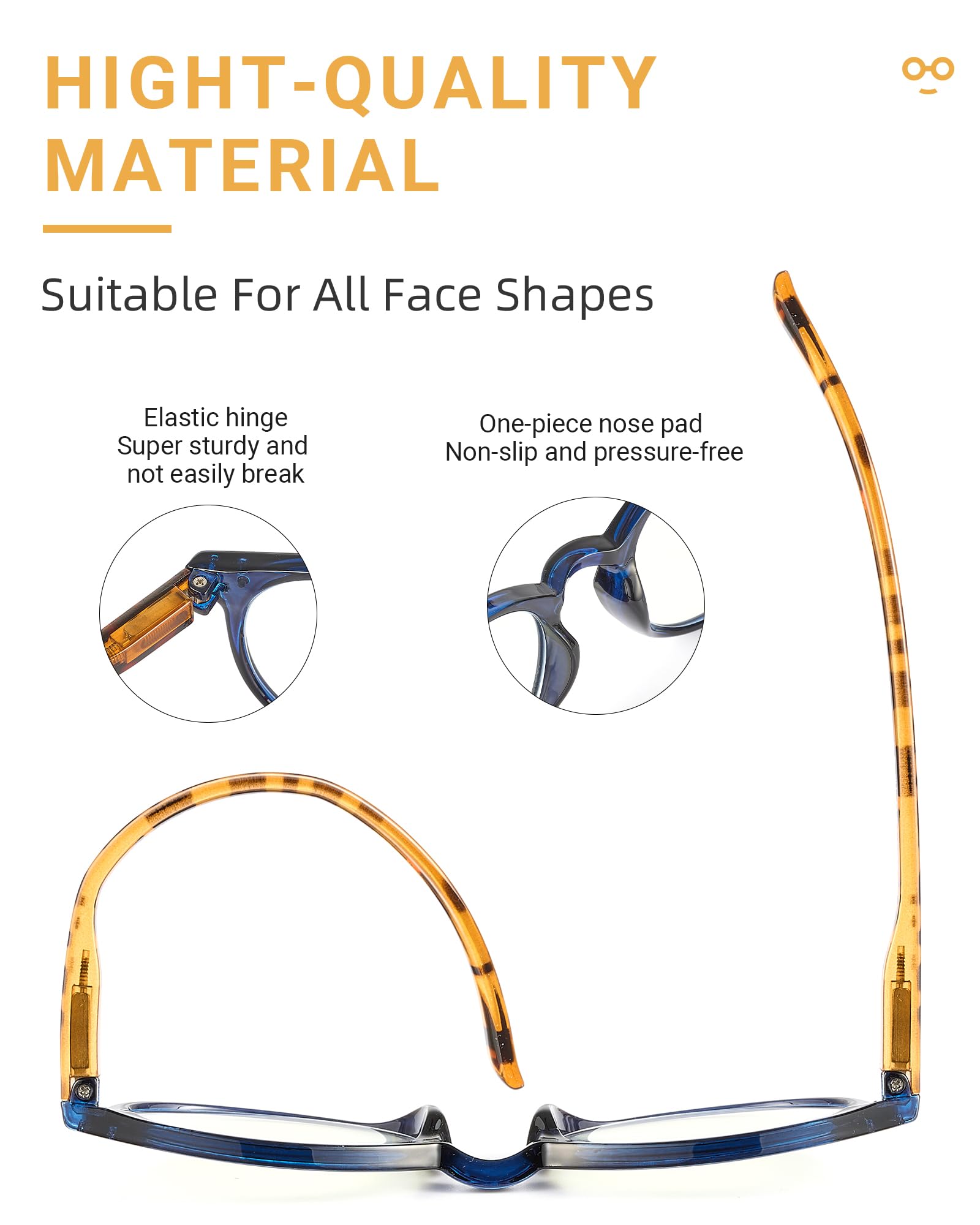 JOLISU elastic-hinge temples prevent dents and relieve facial tension.