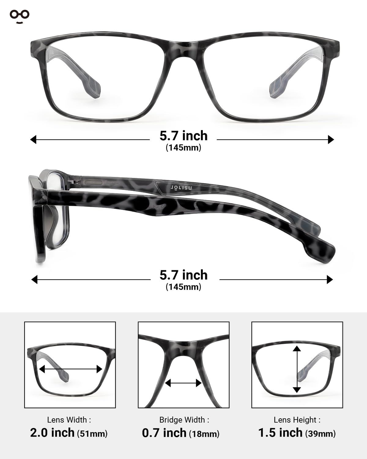 JOLISU men's large-square computer readers for wider viewing