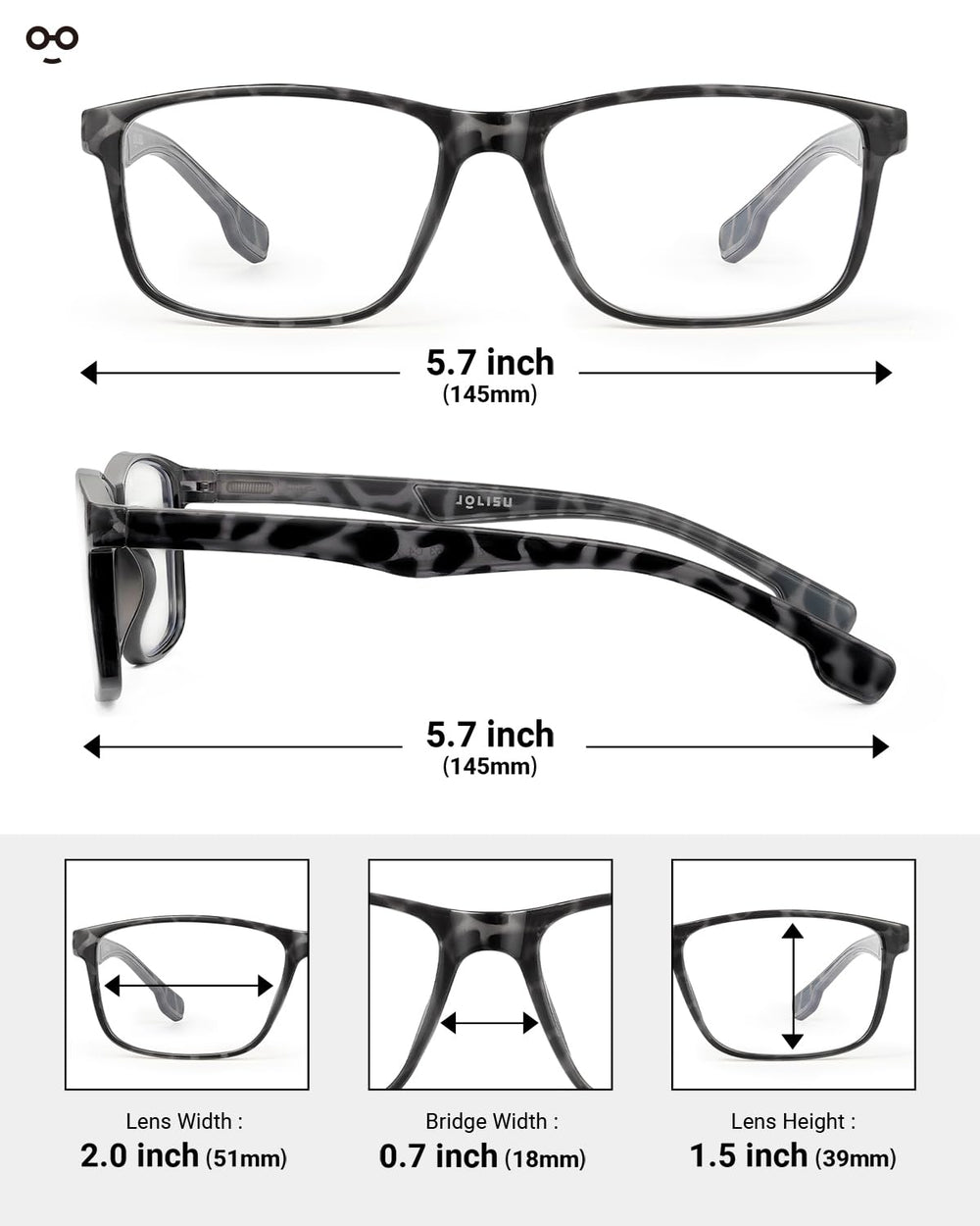 JOLISU men's large-square computer readers for wider viewing