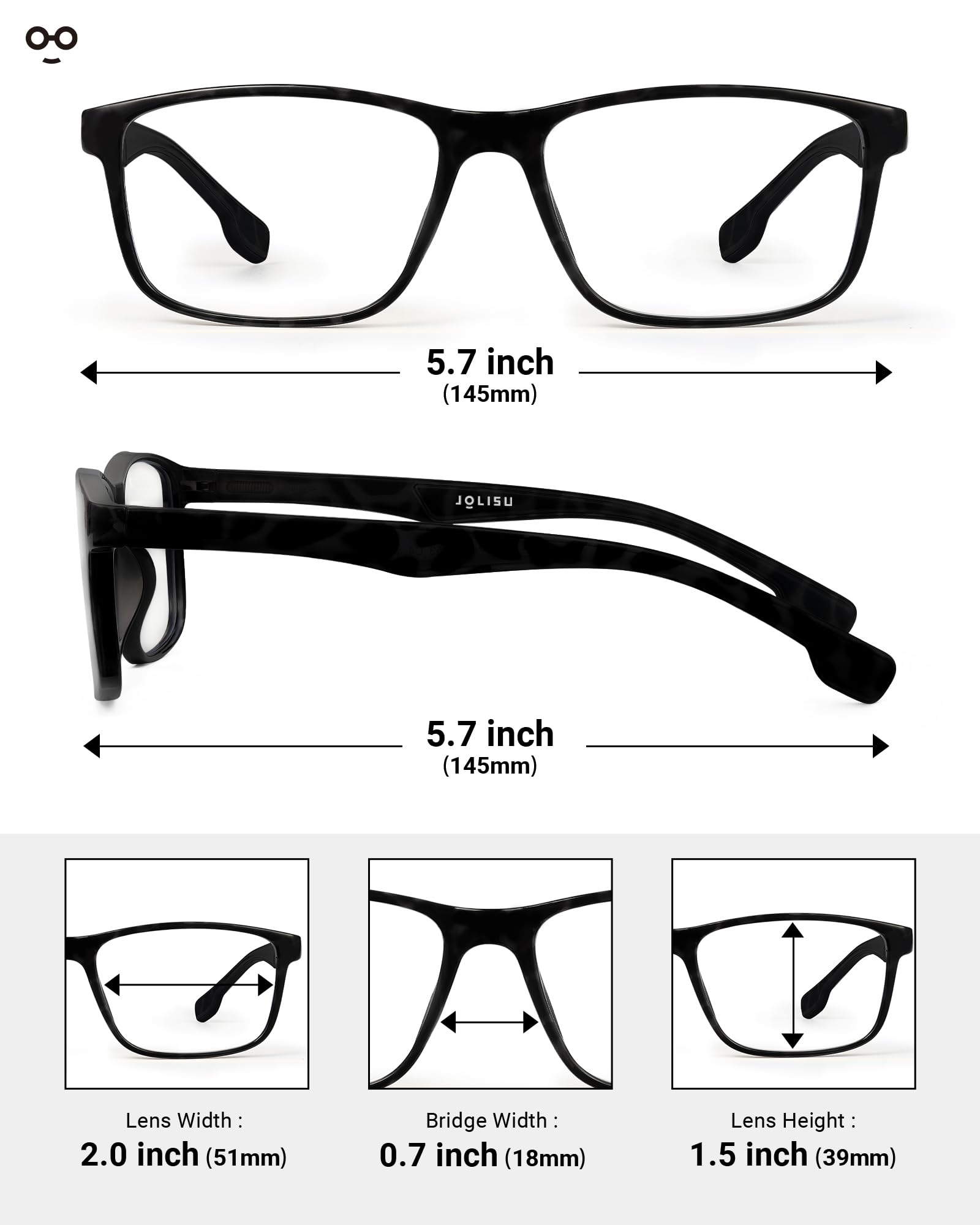JOLISU men's reading glasses with spring hinge close-up for comfortable wear