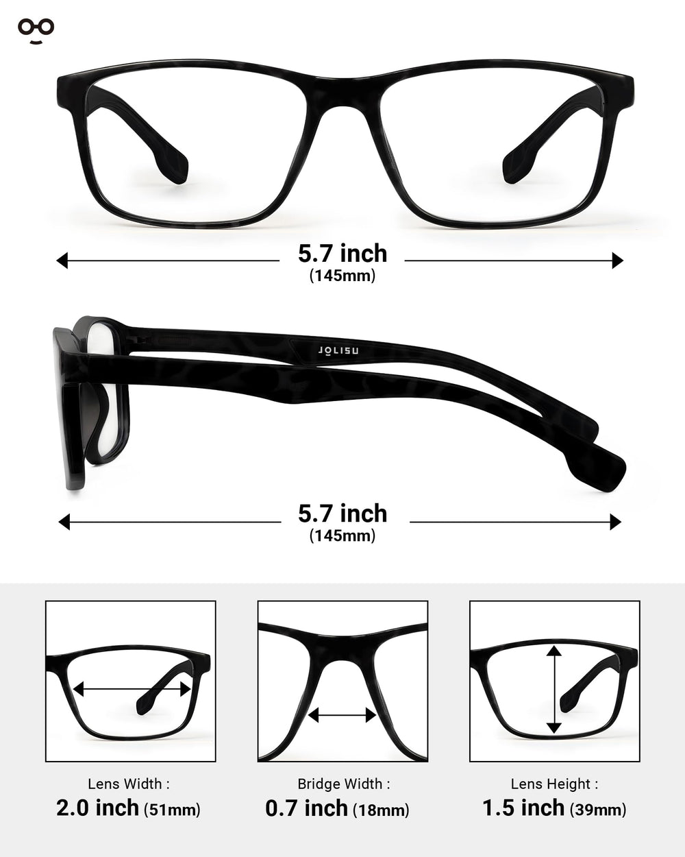 JOLISU men's reading glasses with spring hinge close-up for comfortable wear
