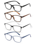 JOLISU 4 Pack Reading Glasses (1.75) – Spring Hinges, Anti-Blue Light, Comfortable Frames