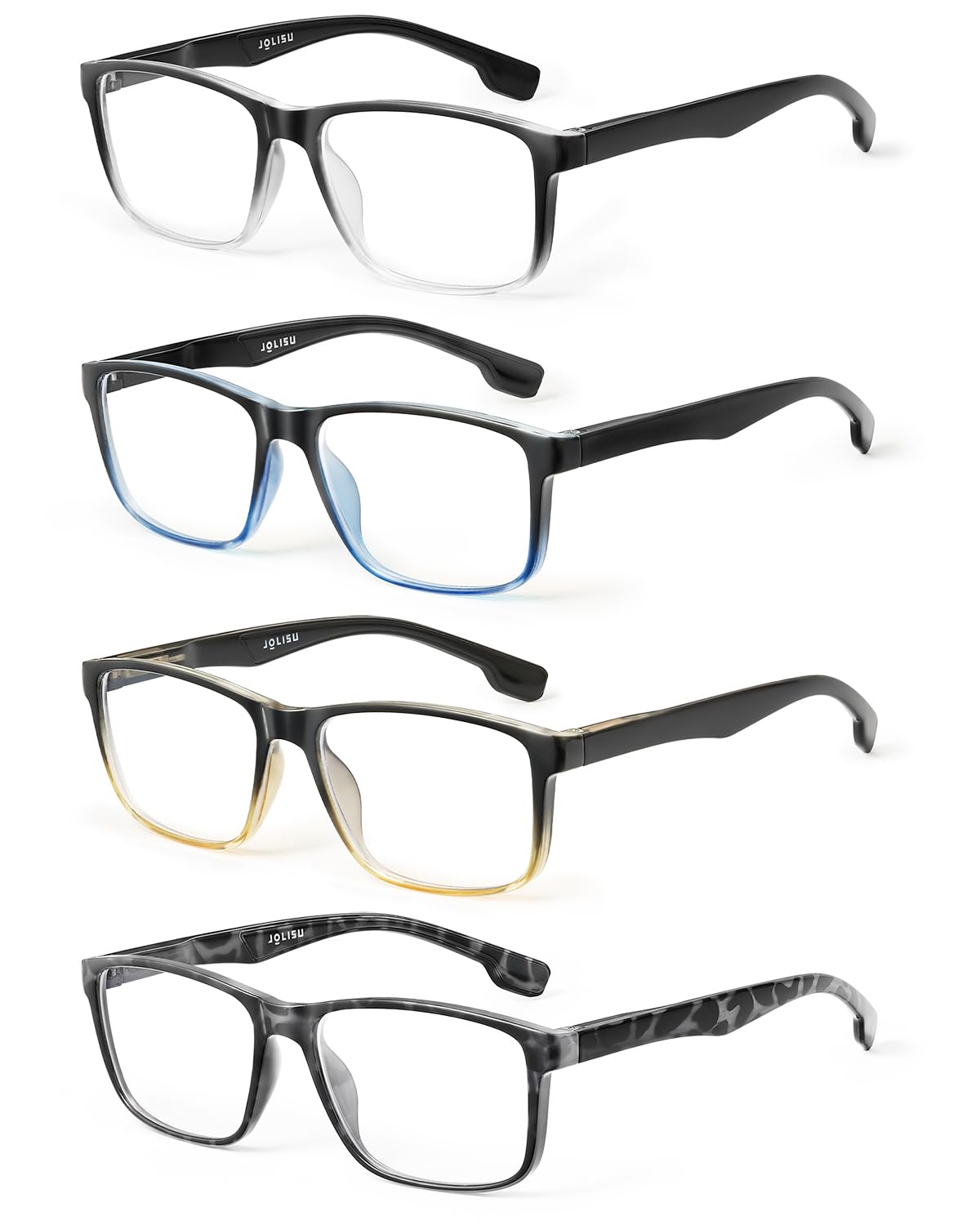 JOLISU men's reading glasses front view with blue light blocking for reduced eye fatigue