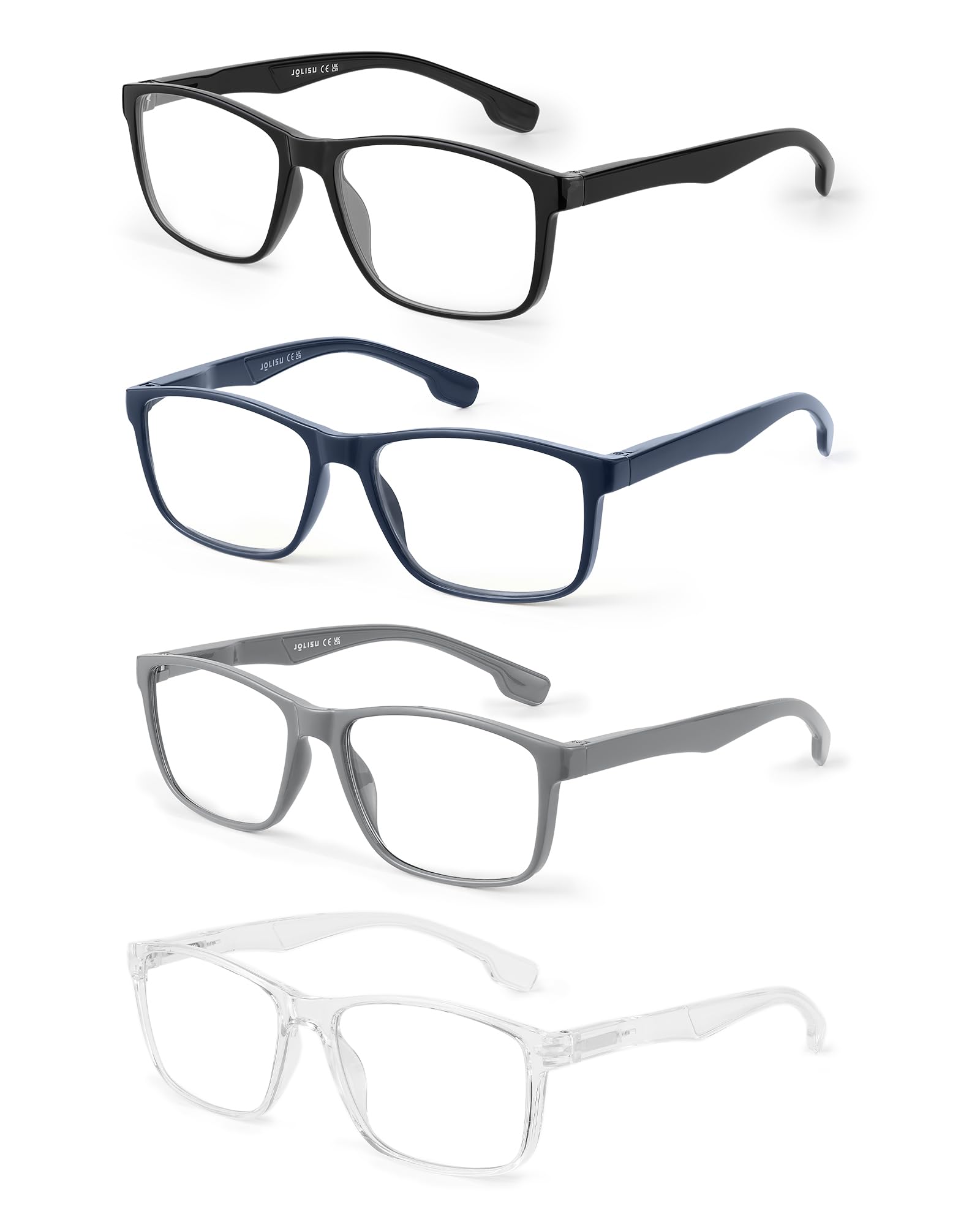 JOLISU reading glasses with blue light blocking and spring hinge for all-day comfort.