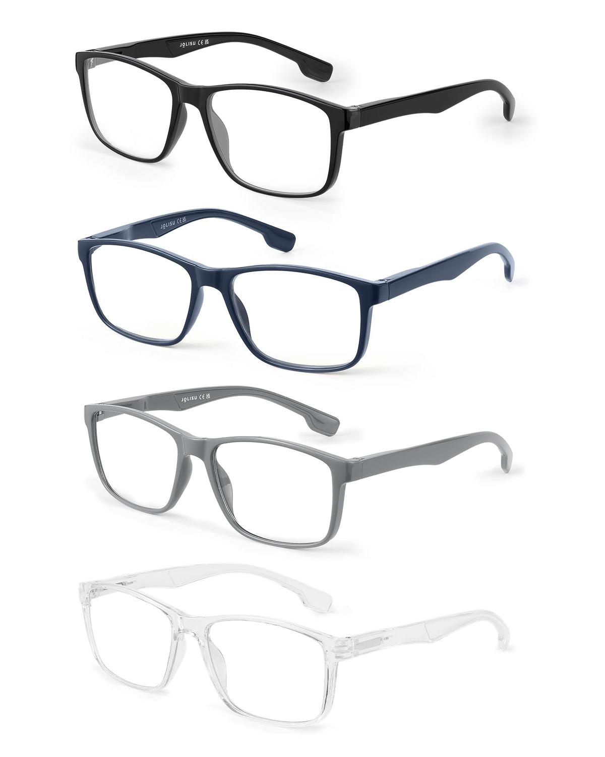 JOLISU reading glasses with blue light blocking and spring hinge for all-day comfort.