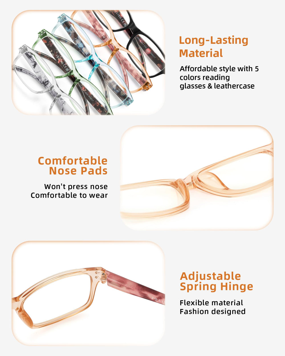 JOLISU tortoise-frame reading glasses blend style with comfort.