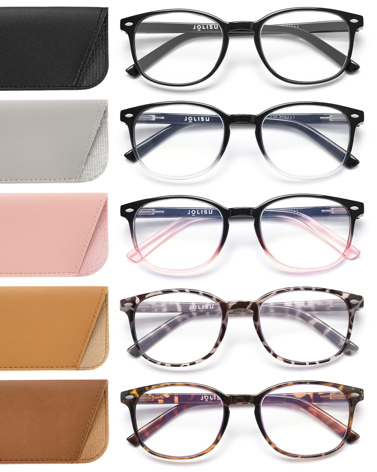 JOLISU women's reading glasses with blue light blocking for comfortable screen time.