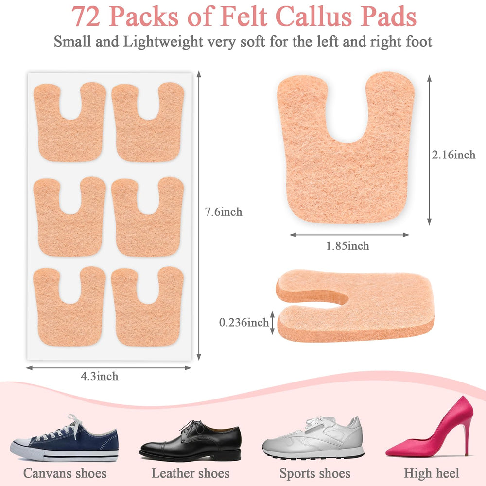 Jollidecor 72-pack callus cushions displayed together for extended use.