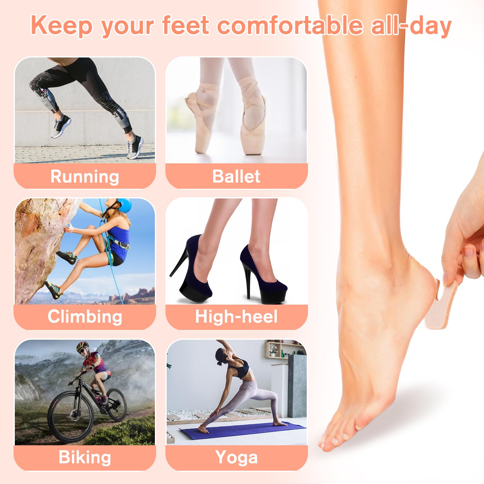 Jollidecor central-cutout design reduces friction and rubbing inside shoes.