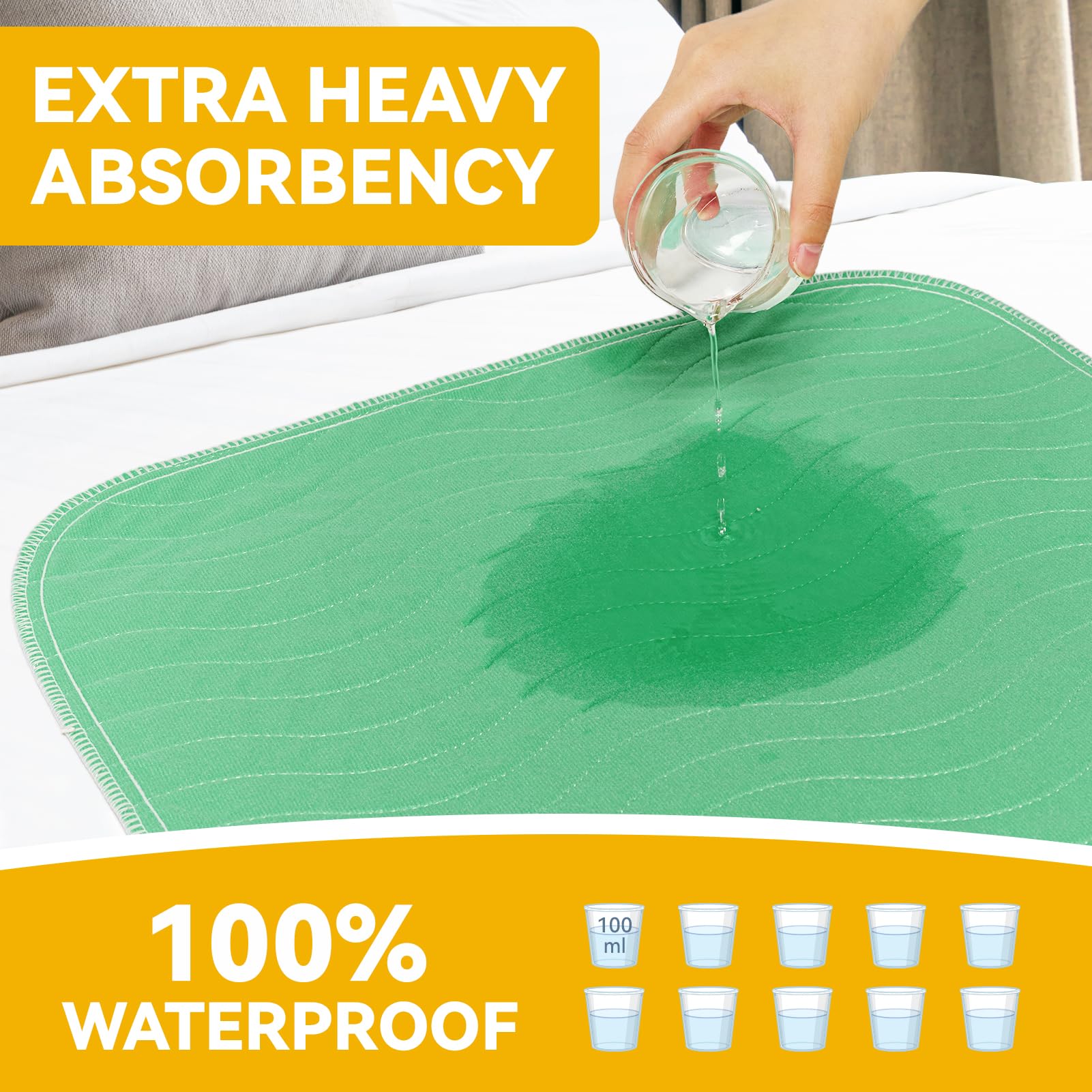 Jolly Care 36x36 inch pad spread on bed for generous coverage