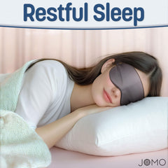 JOMO eye mask with adjustable strap for a secure fit during travel or home rest