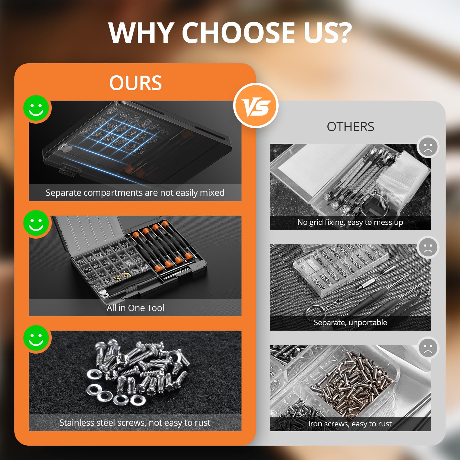 Tornillos de acero inoxidable JOREST en 16 tamaños para gafas