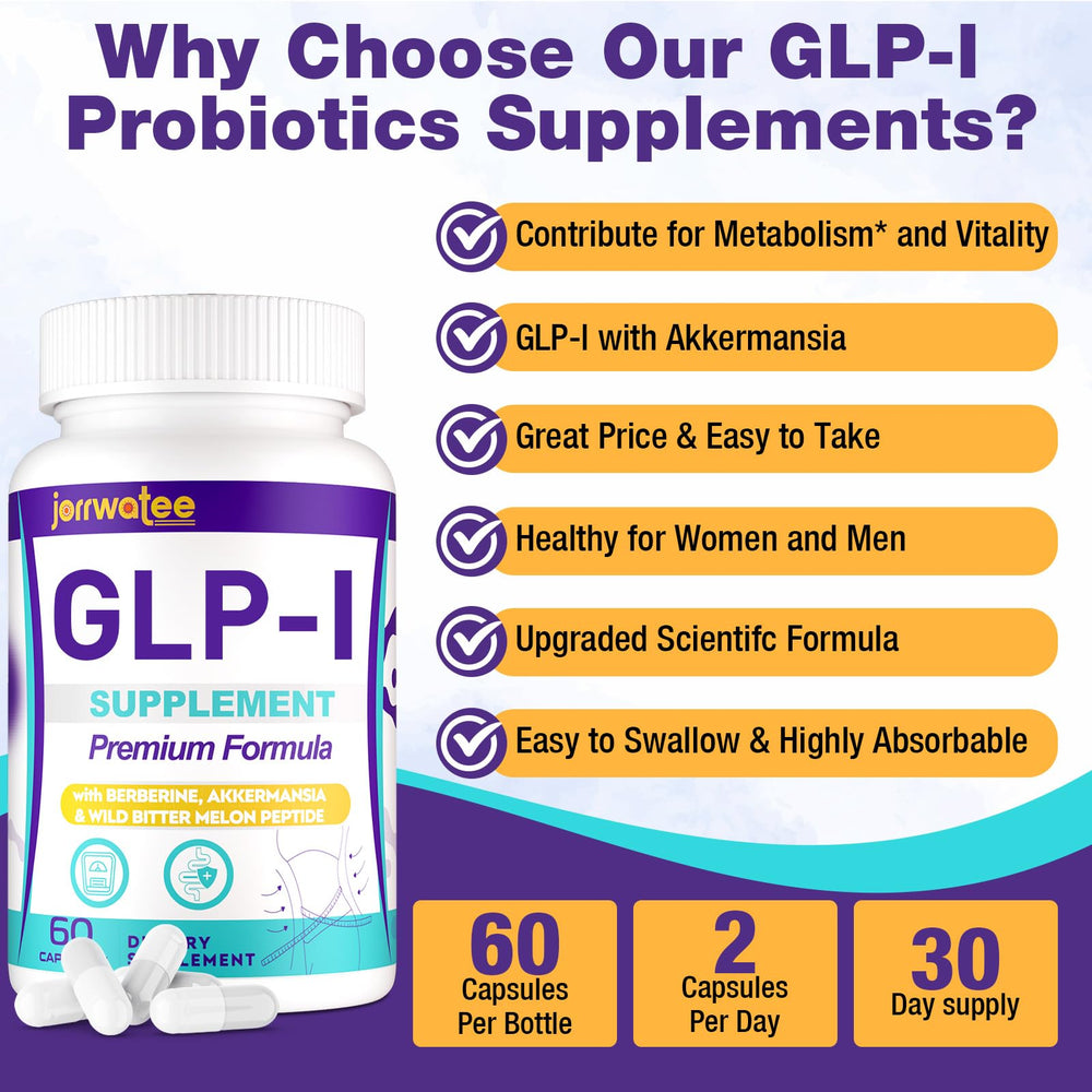 Jorrwatee GLP-l ingredients graphic featuring Akkermansia and Resveratrol