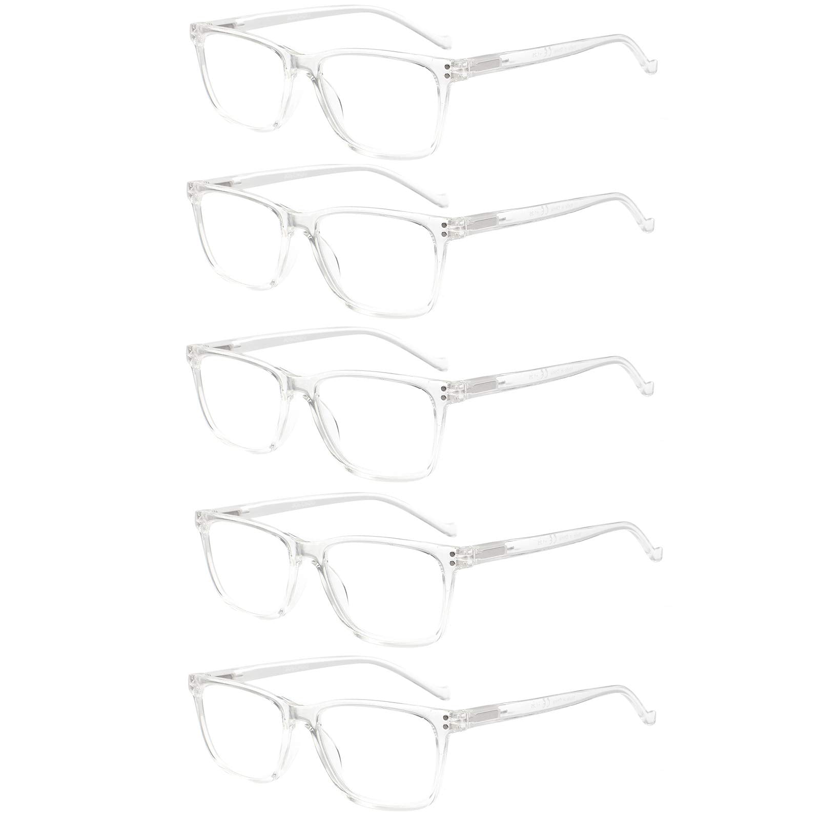 JOSCHOO 5-pack reading glasses in black frames for easy, comfortable reading anywhere