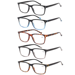 Joschoo five pack reading glasses in black with lightweight rectangular frames