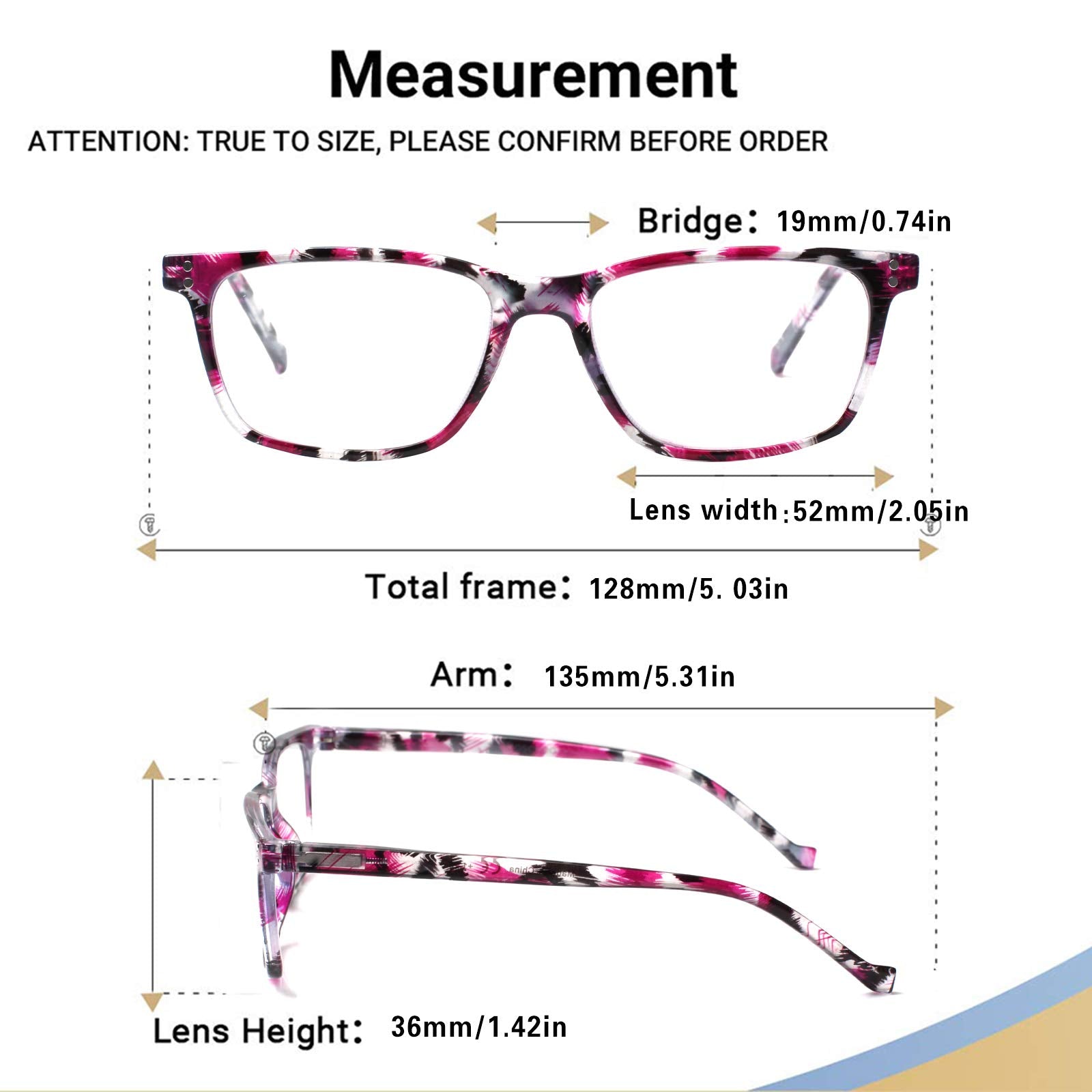 JOSCHOO reading glasses with spring hinges, side view showing flexible wear