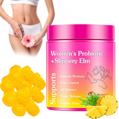 Josmon Her Juicy Premium probiotics bottle showing pineapple flavor and convenient daily use.