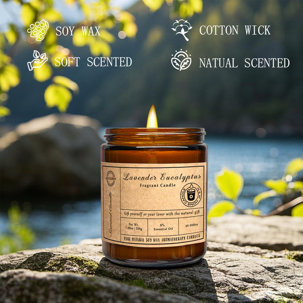 Gift-ready JOUCEMOO Lavender Eucalyptus candle for birthdays and holidays