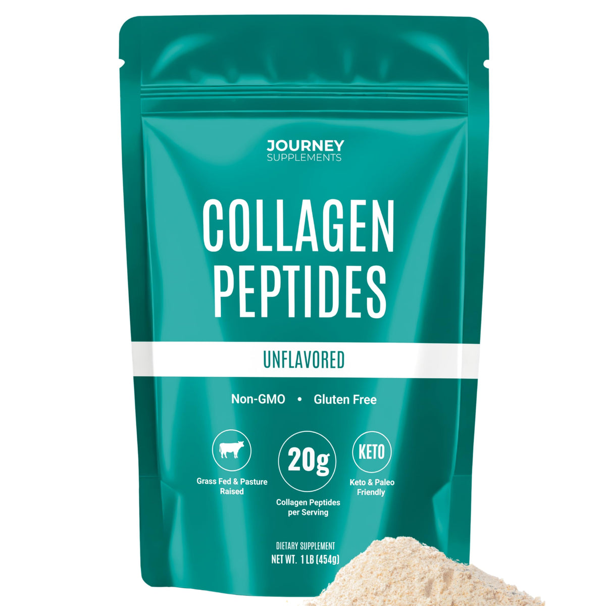 Journey Supplements collagen peptides unflavored tub; versatile protein boost for smoothies and coffee